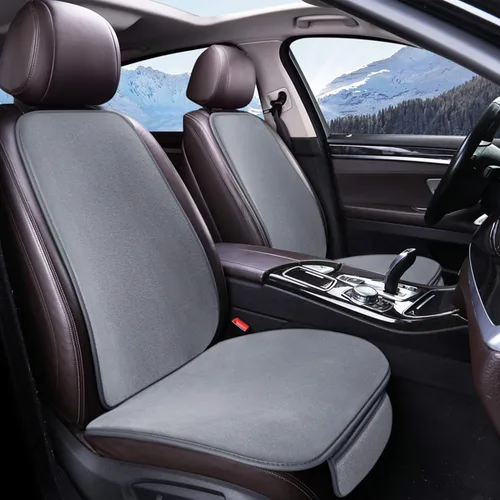 Miniatura 8 de Fundas de asiento de automóvil de invierno solo para asientos delanteros, cojín de asiento de automóvil de piel de oveja con soporte trasero