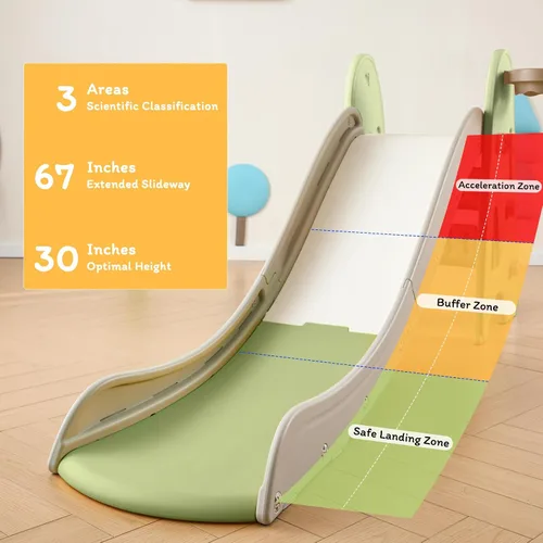 Miniatura 6 de Tobogán de interior para niños de 1 a 7 años, 3 en 1, juego de escalador para niños, plegable para niños pequeños con aros de baloncesto y pelota