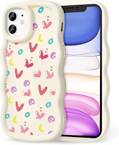 Miniatura 245 de Compatible con iPhone SE/8/7 Funda para Mujeres y Niñas, Marco Ondulado Rizado con Patrón Lindo, Estética Delgada Suave Silicona TPU Parachoques