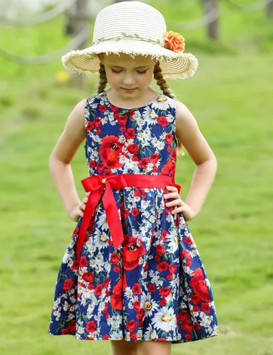 Miniatura 246 de Vestido de verano para niña, de algodón, con diseño floral
