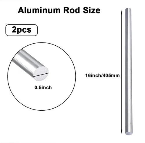 Miniatura 2 de 2 piezas de varilla redonda de aluminio 6061 de 1/2 pulg. de 16" de largo sólido T6511 extruido para torno, tolerancia: +/- 0,1 mm