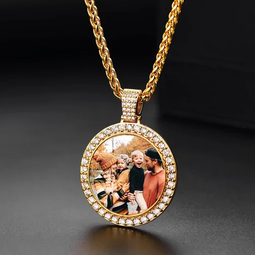 Miniatura 4 de U7 Collar con foto personalizada para hombres y mujeres, joyería de regalo personalizada de acero inoxidablechapado en oro, colgante de placa