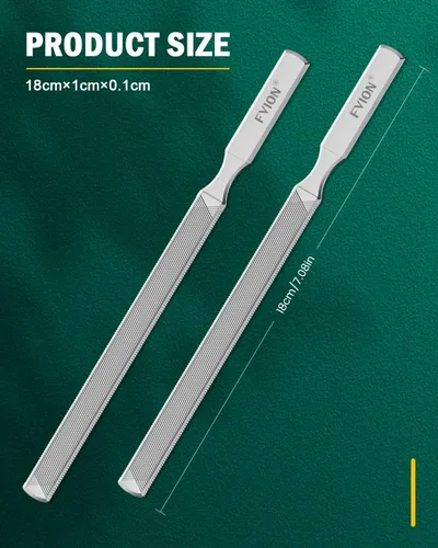 Miniatura 7 de FVION 2 limas de uñas largas de acero inoxidable de doble cara para uñas gruesas, lima profesional de uñas de los pies, herramienta de cuidado