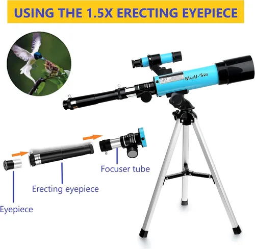 Miniatura 5 de Telescopio lunar para niños y principiantes de astronomía, telescopio refractor con buscador de alcance y 3 oculares, telescopio de viaje