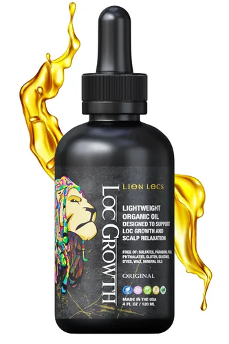 Aceite de crecimiento y cuero cabelludo de Lion Locs para rastas, trenzas y cabello natural, promueve un crecimiento saludable, hidratación y