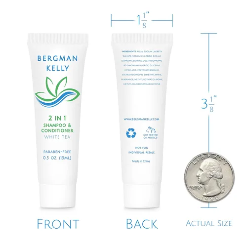 Miniatura 3 de Bergman Kelly - Hotel 2 en 1 Champú y acondicionador - 0.5 fl oz, 200 PK, té blanco - Deleita a tus invitados con champú revitalizante y refrescante
