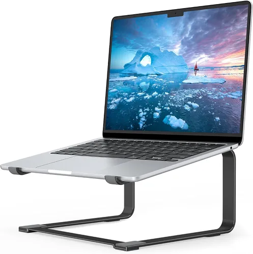 SOUNDANCE Soporte de computadora portátil para escritorio, elevador ergonómico de metal para portátiles de 12 a 17.3 pulgadas, soporte de escritorio