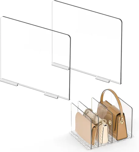 SortNStore Accesorios Organizadores de Bolsos y Carteras: 2 Divisores de Plástico tipo Clutch para Organizadores de Armario y Almacenamiento -