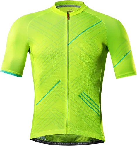 Santic Camiseta de ciclismo para hombre, manga corta, camisas de ciclismo de montaña, chaqueta de bicicleta con bolsillos