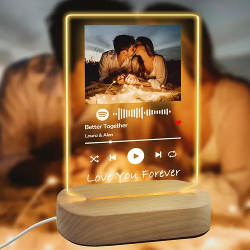 Miniatura 10 de Placas de música escaneables de acrílico personalizadas, marco de fotos, marco de fotos, regalos para ella, él, esposa, marido, amante, cubierta