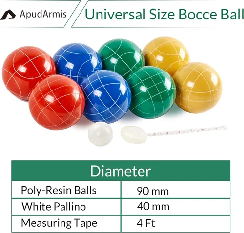 Miniatura 2 de ApudArmis Juego de bolas de bochas, juego de bochas familiares para patio trasero, césped, playa, juego de 8 bolas de poliresina, 1 funda