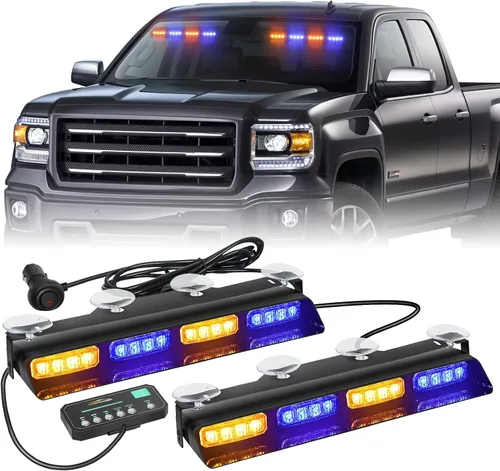 Miniatura 10 de XRIDONSEN Luces estroboscópicas de emergencia para salpicadero, advertencia intermitente de seguridad ámbar con controlador de pantalla digital