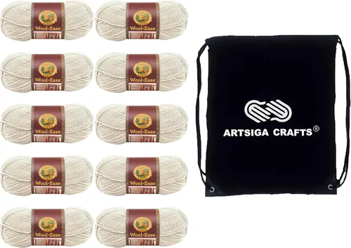 Miniatura 25 de Lion Brand Wool Ease Canyon Sunset 620-003 (3-Skeins - Mismo Lote de Tinta) Estambre Medio #4 Acrílico, Hilo de Lana para Crochet y Tejido con Bolsa