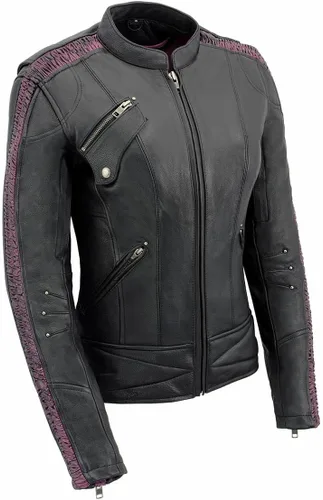 Miniatura 15 de Milwaukee Leather MLL2570 Chaqueta de Cuero para Motocicleta Negra 'Phoenix Embroidered' para Mujer Negro