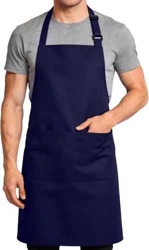 Miniatura 9 de Delantal de chef grande para hombres y mujeres, delantales de cocina con 2 bolsillos grandes, resistentes al agua y al aceite