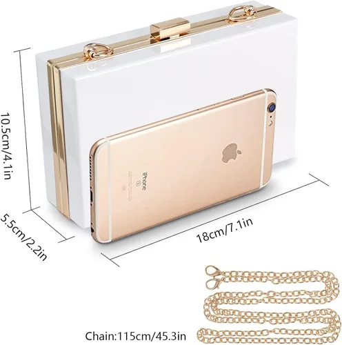 Miniatura 2 de WJCD - Bolso de mano de acrílico transparente para mujer, bolso de hombro con correa de cadena de dorada desmontable