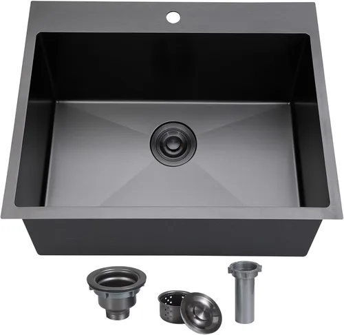 Miniatura 16 de SHACO Fregadero de cocina de 28 pulgadas, fregadero de montaje superior de acero inoxidable T304 de 16 calibre hecho a mano comercial, fregadero