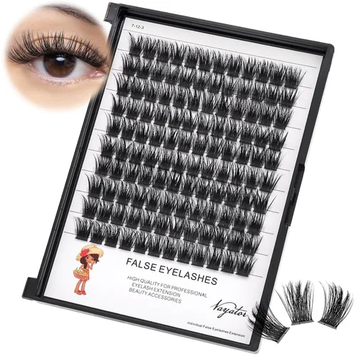 Miniatura 6 de Pestañas postizas, extensiones de pestañas individuales de rizo D de racimo ancho, 120 piezas por paquete, varias longitudes, suaves, cómodas