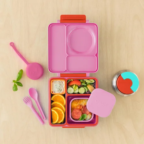 Miniatura 4 de Omie Caja de silicona a prueba de fugas para aperitivos, contenedores de almacenamiento de alimentos con tapa, contenedor Bento para almuerzo Rosa