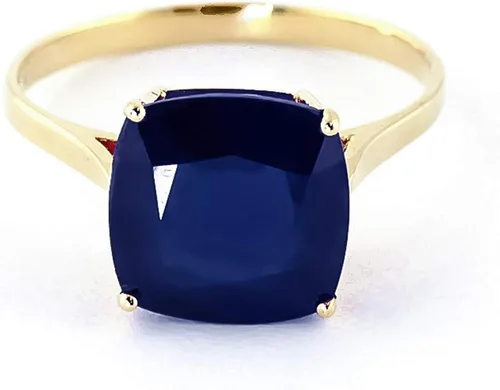 Miniatura 2 de Galaxy Gold GG Anillo de oro amarillo sólido de 14 quilates cojín natural de 4,83 quilates de zafiro