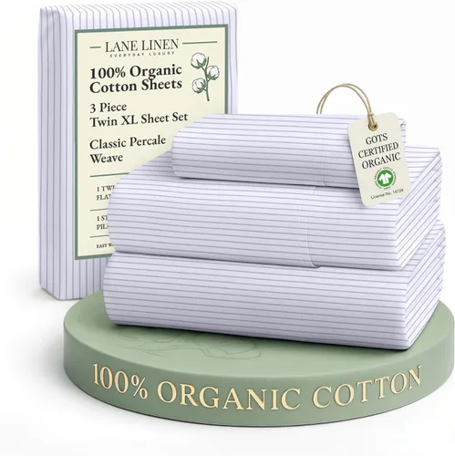 Miniatura 19 de LANE LINEN Sábanas 100% algodón orgánico para cama tamaño King, sábanas de percal suave, transpirables, de lujo, estilo hotelero, lavables a 09