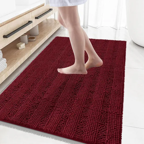Miniatura 71 de Grandaily Alfombras de baño de felpilla a rayas de 24 x 16 pulgadas, extra gruesas y suaves, absorbentes, parte trasera de goma, alfombra de ducha