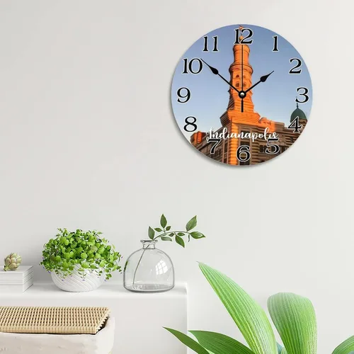 Miniatura 24 de Reloj de pared con paisaje urbano de Nueva York, Estados Unidos, reloj de pared grande de viaje, funciona con pilas, 9 pulgadas, silencioso