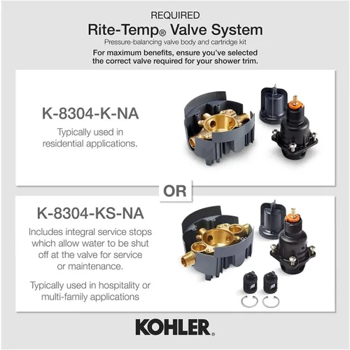 Miniatura 2 de Kohler K-TS22028-4 - Paquete de molduras de ducha templada con ducha de una sola función, negro mate