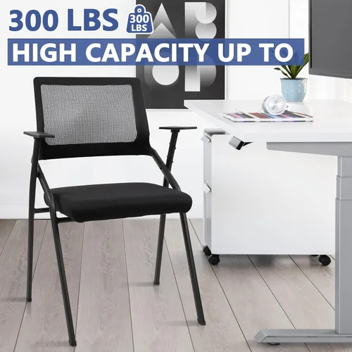 Miniatura 8 de CLATINA Sillas de oficina apilables y plegables con soporte lumbar ergonómico y cojín de asiento grueso, silla de recepción de tela de malla