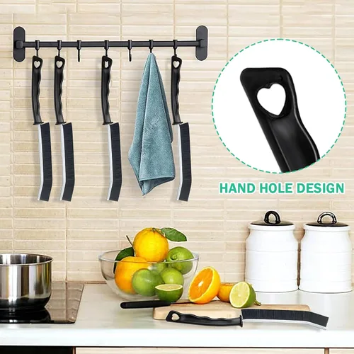 Miniatura 5 de 5 piezas de cepillo de limpieza de hendiduras multifuncional, cepillo de limpieza de cerdas duras, cepillo de huecos, adecuado para baños