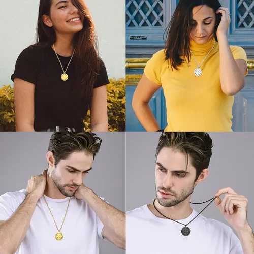 Miniatura 2 de Supcare - Collar con medallón que sostiene imágenes grabadas con foto, regalo personalizado para hombres y mujeres (con caja de regalo de joyería)
