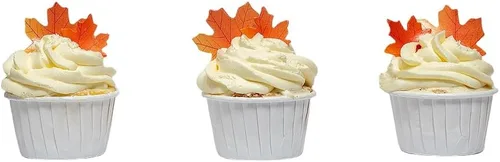 Miniatura 3 de Hojas de otoño comestibles doradas, 90 piezas para cupcakes, hojas de arce de otoño, oblea, papel de arroz, decoración de alimentos, mezcla de 2