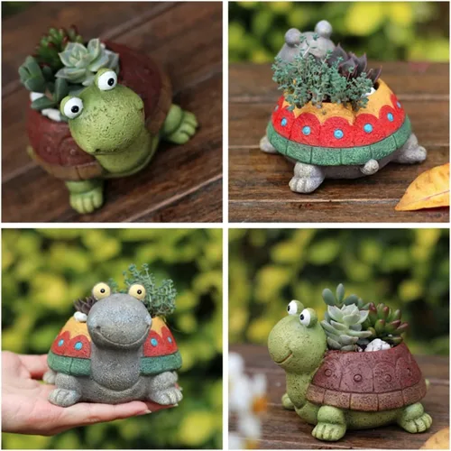 Miniatura 9 de awcnilacav Molde de silicona para maceta de tortuga para suculentas, de resina, para plantas, animales, maceta, figuritas de jardín, decoración al