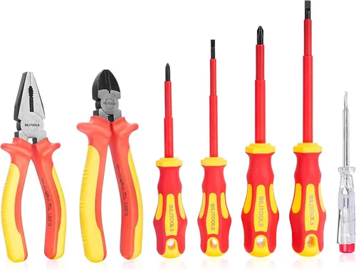 Miniatura 8 de BILITOOLS Juego de destornilladores y alicates para electricistas aislados de 1000 V - Kit de 7 herramientas eléctricas con destornilladores
