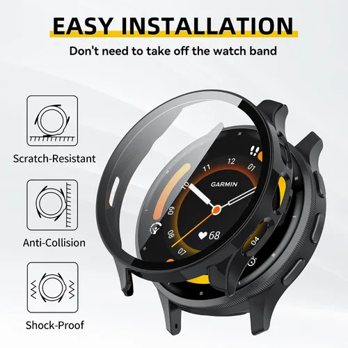 Miniatura 2 de Funda compatible con Garmin Venu 3S, protector de pantalla de policarbonato duro con vidrio templado, funda protectora completa para Garmin Venu 3S