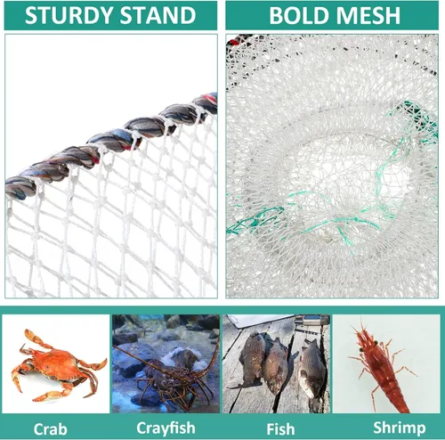Miniatura 4 de Paquete de 4 trampas de cebo de pesca, trampa para cangrejos, trampa para cangrejos, trampa de langosta, trampa de langosta y camarones, trampas