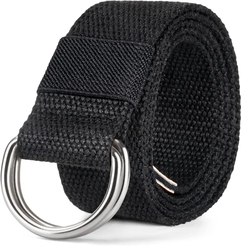 Miniatura 14 de Cinturón para mujeres y hombres de lona con hebilla negra 1 1/2" de ancho extra larga color sólido