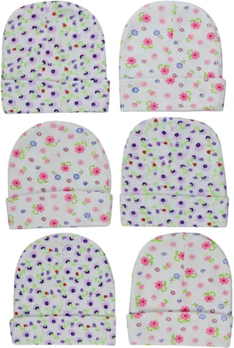 Miniatura 12 de ToBeInStyle Paquete de 3, 5 o 6 gorros cómodos de algodón de doble capa para bebés recién nacidos