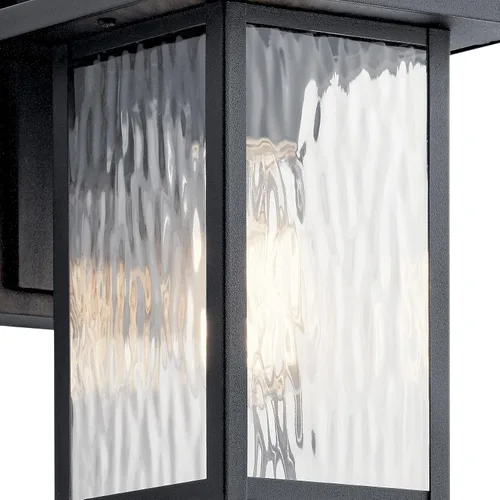 Miniatura 4 de Kichler Capanna Lámpara de pared para exteriores de 10.25 pulgadas, color negro, 1 luz de pared exterior para porche con vidrio transparente