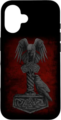 Miniatura 31 de Funda Huginn y Muninn de Mjolnir Odín de Thor para iPhone 14 Mitología nórdica vikinga