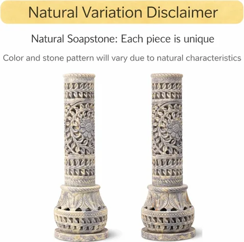 Miniatura 5 de Carry Me Soporte para varillas de incienso de esteatita de mármol, quemador de velas, soporte para velas de té, torre de botella perfecta hecha a