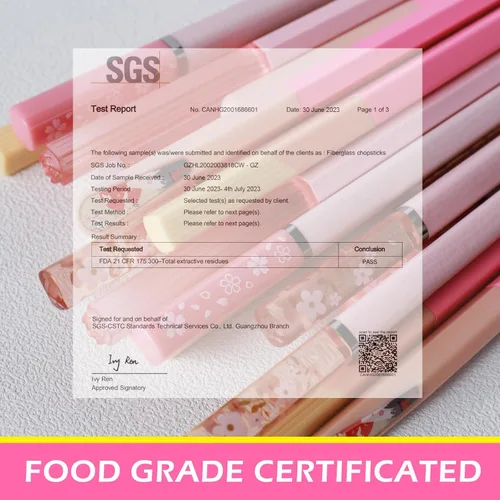 Miniatura 2 de Palillos reutilizables aptos para lavavajillas, GLAMFIELDS - 10 pares de 9.5 pulgadas, juego premium de palillos de fibra de vidrio para sushi, Rosa