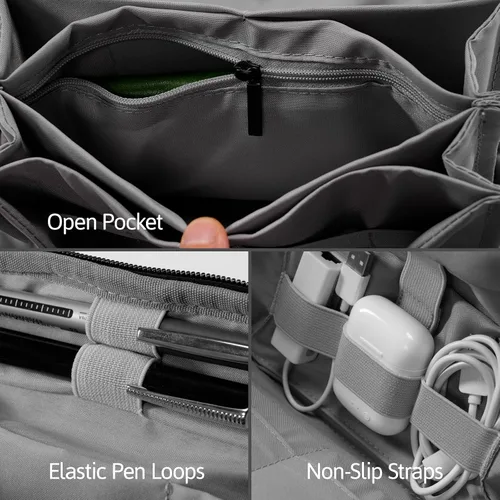 Miniatura 4 de OrgaWise Organizador electrónico, bolsa de accesorios electrónicos, organizador de cables de viaje de tres capas para iPad Mini, Kindle, discos