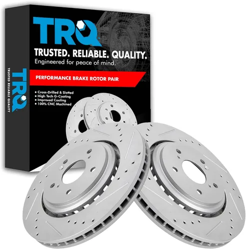 Miniatura 102 de TRQ Juego de rotores de freno de rendimiento trasero con revestimiento G premium compatible con Mazda 6 2014-2021