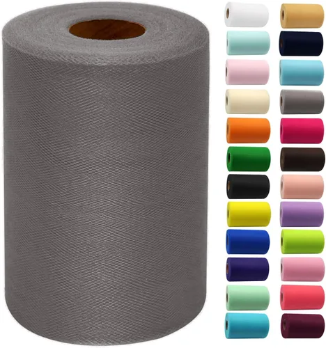 Miniatura 31 de Rollos de tela de tul de 6 pulgadas por 100 yardas (300 pies) Carrete de cinta de tul para manualidades, tutú, arco para la cabeza, decoración
