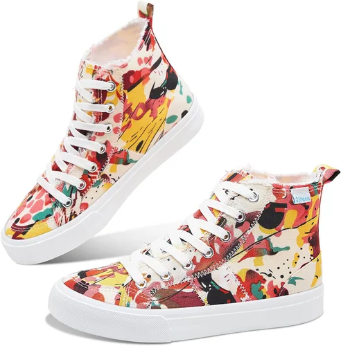 Miniatura 87 de Obtaom Zapatos de lona de alta calidad para mujer/hombre para jugar a media pantorrilla, zapatillas de deporte de moda casuales con cordones de alta