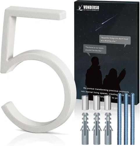 Miniatura 69 de VONDERSO Números flotantes de casa de 5 pulgadas para exteriores, números de dirección modernos de metal antioxidante (3), números de buzón Negro 3