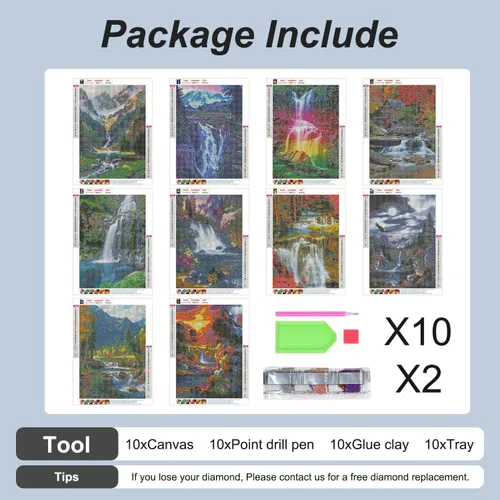 Miniatura 3 de Stalente Kits de pintura de diamantes para adultos, paquete de 10 kits de arte de diamantes 5D para principiantes, pintura de diamante redonda