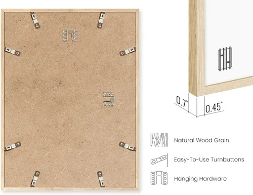 Miniatura 3 de HAUS AND HUES Portarretratos de madera de roble beige, 11 x 14 pulgadas, paquete de 3