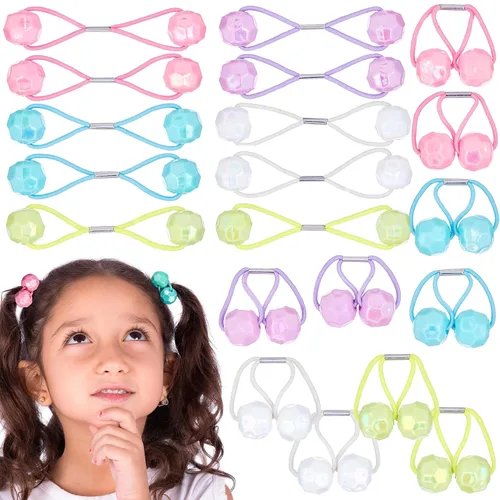 Miniatura 13 de 16 piezas Coletas Bolas de 24MM (0.94 in) Elásticos para Cabello Colección Bolas de Coleta de Colores Brillantes Para Niñas y Niños Pequeños Liso